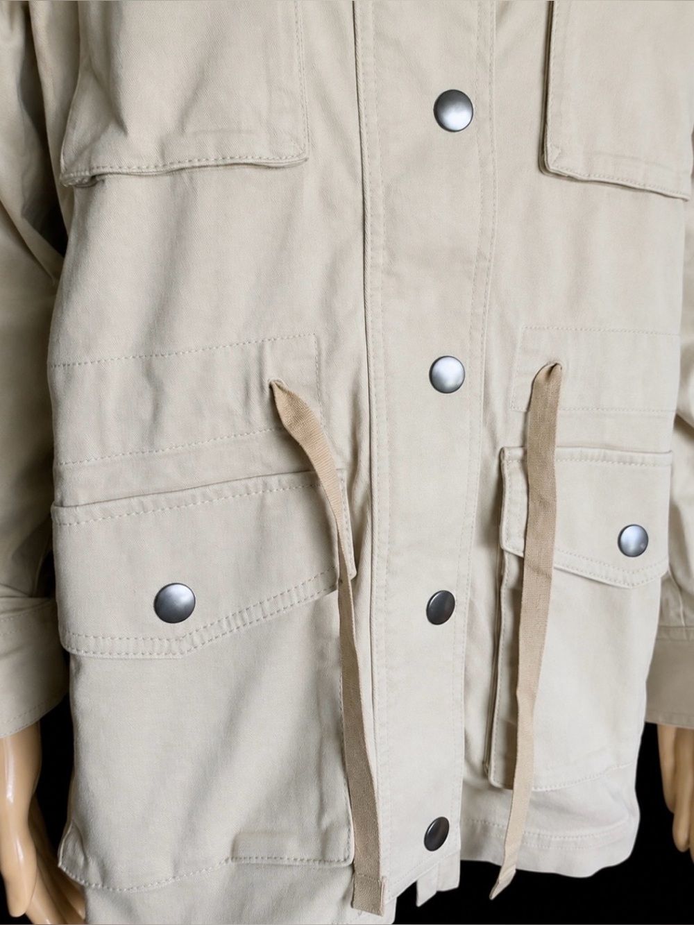 LANDSEND Canvas MILITARY JACKET Long Sleeve Stowable Hood - Picture 4 of 9